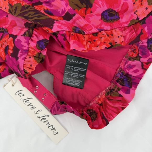 For Love & Lemons Sz S Floral Corset Bustier Crop Top Coquette Cottage Sleveless - Picture 6 of 7